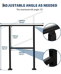 gaomon 4-Step Adjustable Outdoor Stair Handrail Kit Metal Stair Railing for Porch Deck and Garden Adjustable Complete Installation