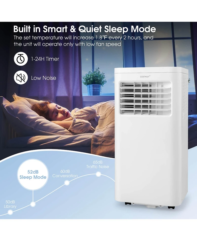 Costway 6000 Btu (10000 Btu Ashrae) Portable Air Conditioner 3-in-1 Ac Unit With Cool Dehum Fan Sleep Mode