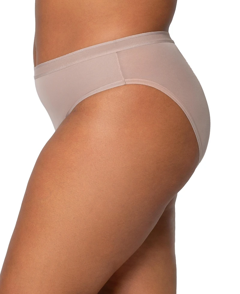 Curvy Couture Women's Sheer Mesh High Cut Brief Panty