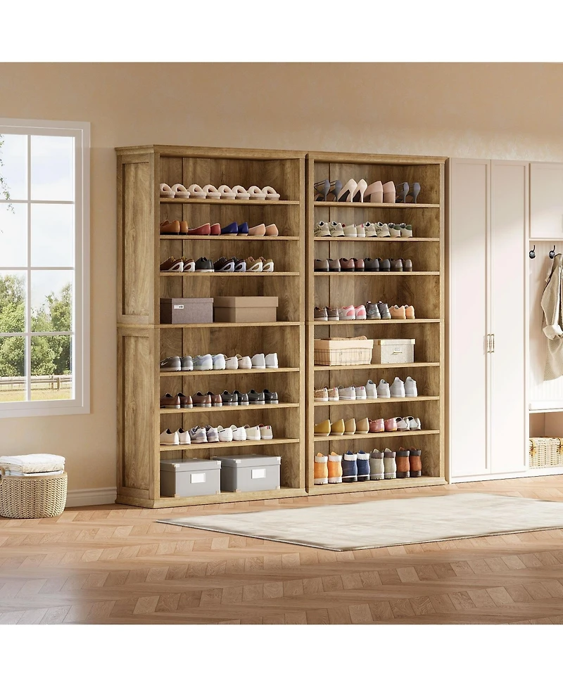 Slickblue 8 Tier Tall Shoe Rack Farmhouse Storage Shelf for 40 Shoes