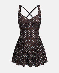 Cupshe Women's Polka Dot Plunge Swim Dress with Criss-Cross Back