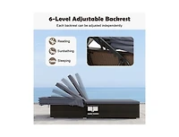 Boyel Living Patio Double Chaise Lounge with Shade Cushions and Folding Side Trays