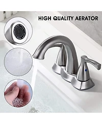 Phying 2 Handle 4 Inch Centerset Bathroom Sink Faucet with Pop-Up Drain, Brushed Nickel