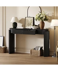 Rainsken 55" Farmhouse Entryway Table, with Natural Wood Grain Finish, 2 Drawers, Fluted Design, for and Living Room