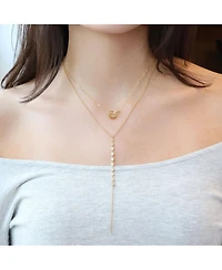The Lovery Lariat Bezel Cz Necklace 14K Gold Plated Sterling Silver