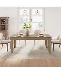 gaomon 71 in Long Kitchen Farmhouse Dining Table for Dining Room, Kitchen, Natrual, 6-8 People