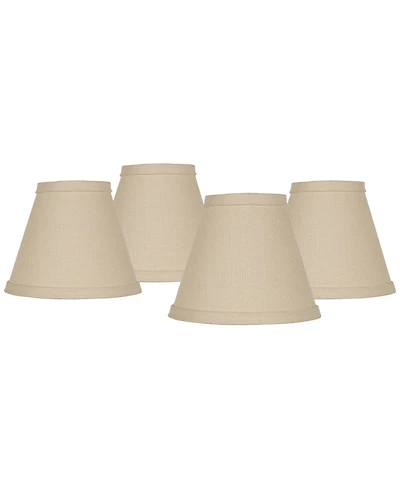 Springcrest Set of Empire Chandelier Lamp Shades Beige Linen Small 3" Top x " Bottom x 5" High Candelabra Clip-On Fitting
