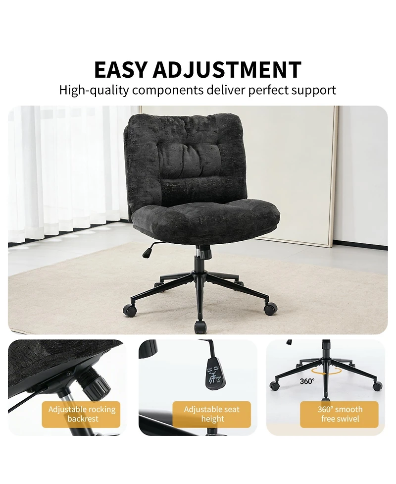 gaomon Pu Leather Double Thick Cushion Ergonomic Office Chair, Wide Seat, 360 Degree Swivel, Height Adjustable, Armless, with Wheels