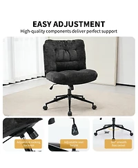 gaomon Pu Leather Double Thick Cushion Ergonomic Office Chair, Wide Seat, 360 Degree Swivel, Height Adjustable, Armless, with Wheels