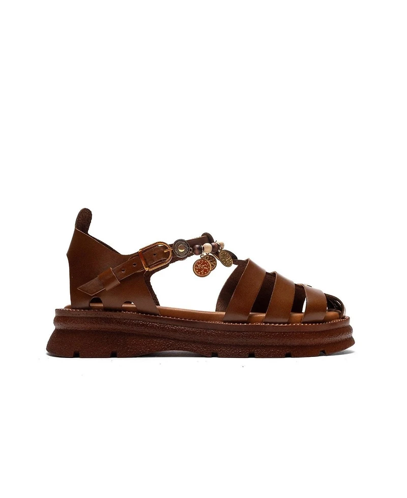 Forever & Always Shoes Women's Solis Leather Beaded Sandal