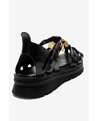 Forever & Always Shoes Women's Solis Leather Beaded Sandal