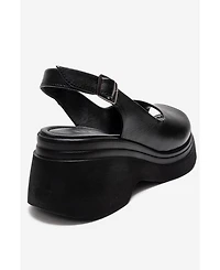 Forever & Always Shoes Women's Laure Leather Wedge Sandal