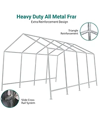 Carport Outdoor Car Canopy with Roll-Up Zipper Door - Portable Garage Kit Waterproof, Uv-Resistant for Cars, Bikes, Tools