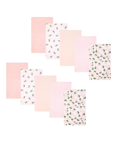 Hudson Baby Girl Cotton Poly Flannel Burp Cloths, One Size