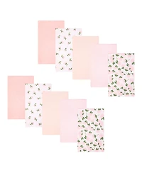 Hudson Baby Girl Cotton Poly Flannel Burp Cloths, One Size