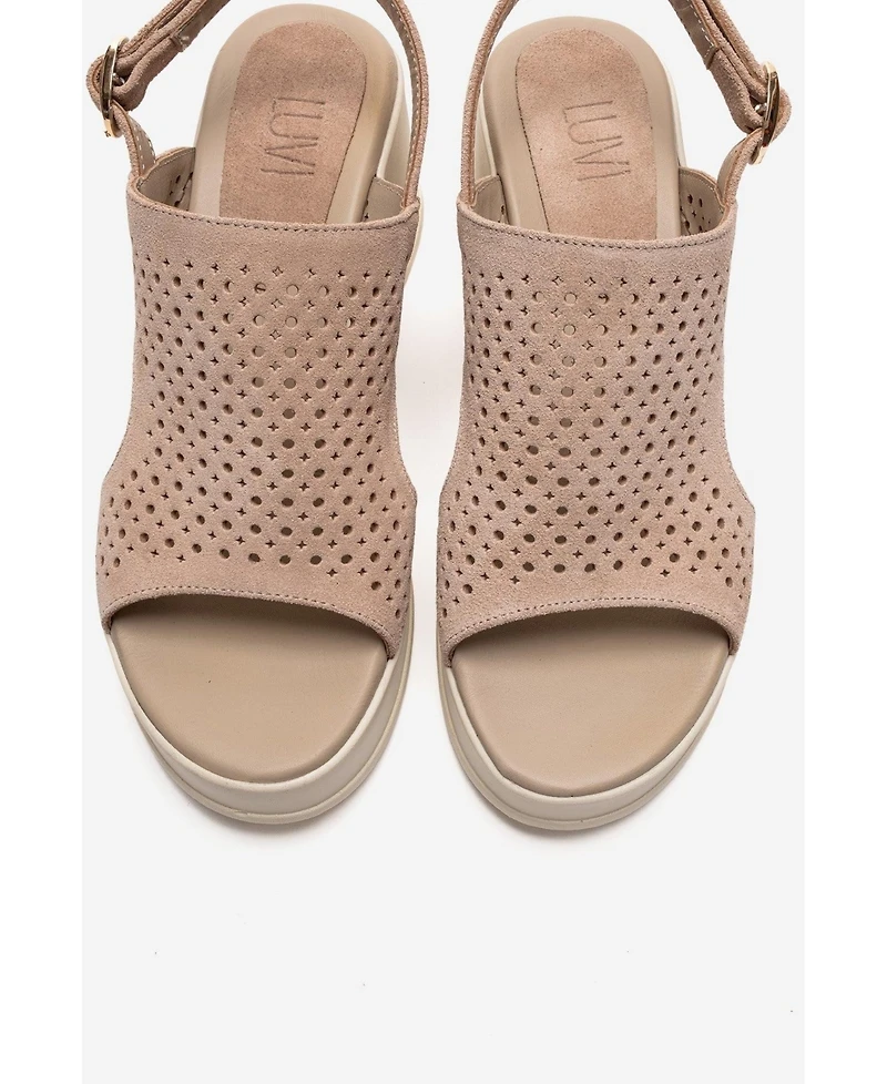 Forever & Always Shoes Women's Jadira Leather Wedge Sandal