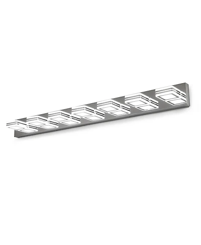 Busdays 45 Inch Modern 7 Light Led Vanity Light Square Acrylic Lampshades Wall Mount Fixture for Bathroom Mirror Lighting