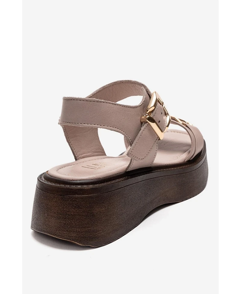 Forever & Always Shoes Women's Lone Leather Platform Sandal