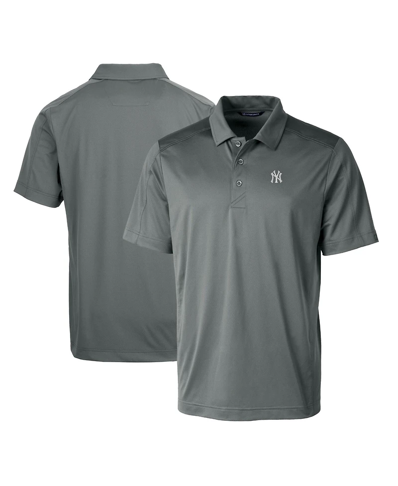 Cutter & Buck Men's Steel New York Yankees Prospect Textured Stretch Polo Shirt