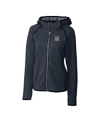 Cutter & Buck Women's Heather Navy New York Yankees Americana Logo Mainsail Sweater-Knit Full-Zip Hoodie