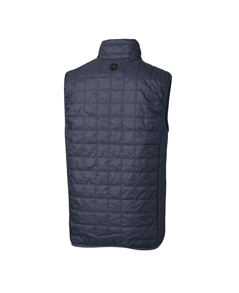 Cutter & Buck Men's Heathered Navy New York Yankees Big & Tall Rainier Full-Zip Puffer Vest