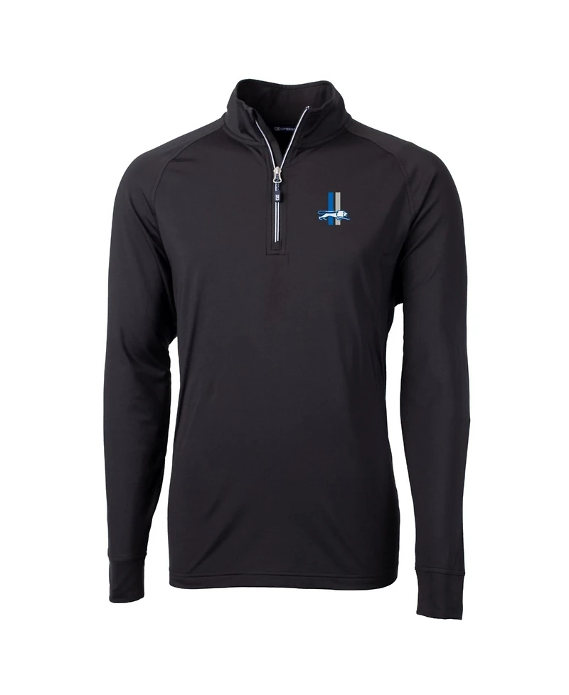 Cutter & Buck Men's Black Detroit Lions Adapt Eco Knit Stretch Quarter-Zip Throwback Pullover Sweatshirt