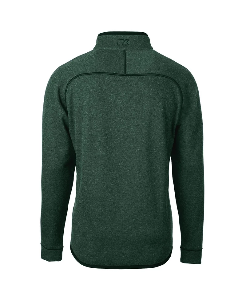 Cutter & Buck Men's Heather Green Philadelphia Eagles Mainsail Sweater-Knit Half-Zip Pullover Jacket