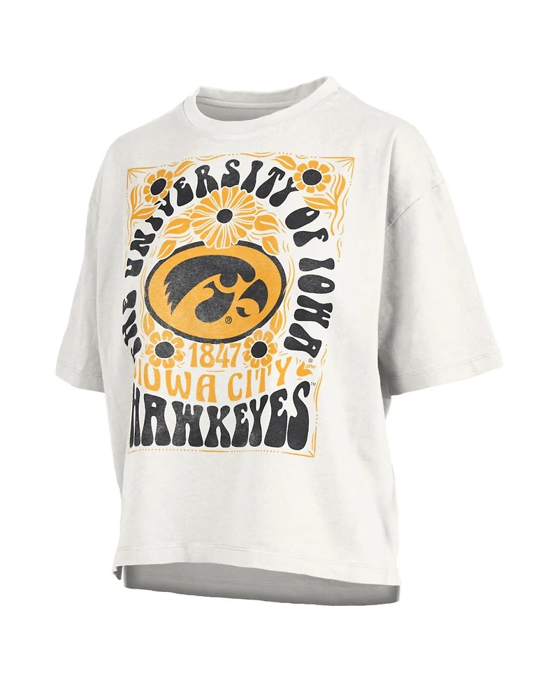 Pressbox Women's White Iowa Hawkeyes Harmony Oversized Slub T-Shirt