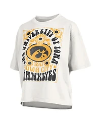 Pressbox Women's White Iowa Hawkeyes Harmony Oversized Slub T-Shirt