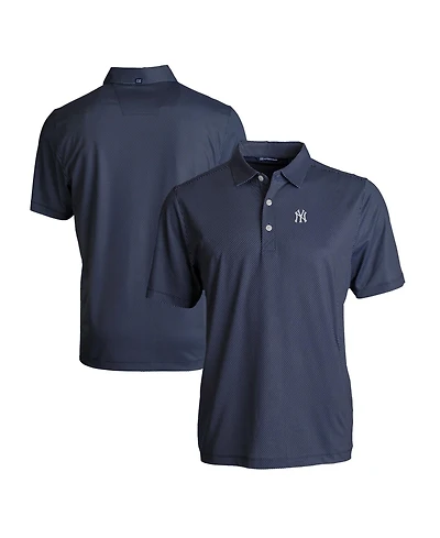 Cutter & Buck Men's Navy/White New York Yankees Big & Tall Pike Eco Symmetry Print Stretch Polo Shirt
