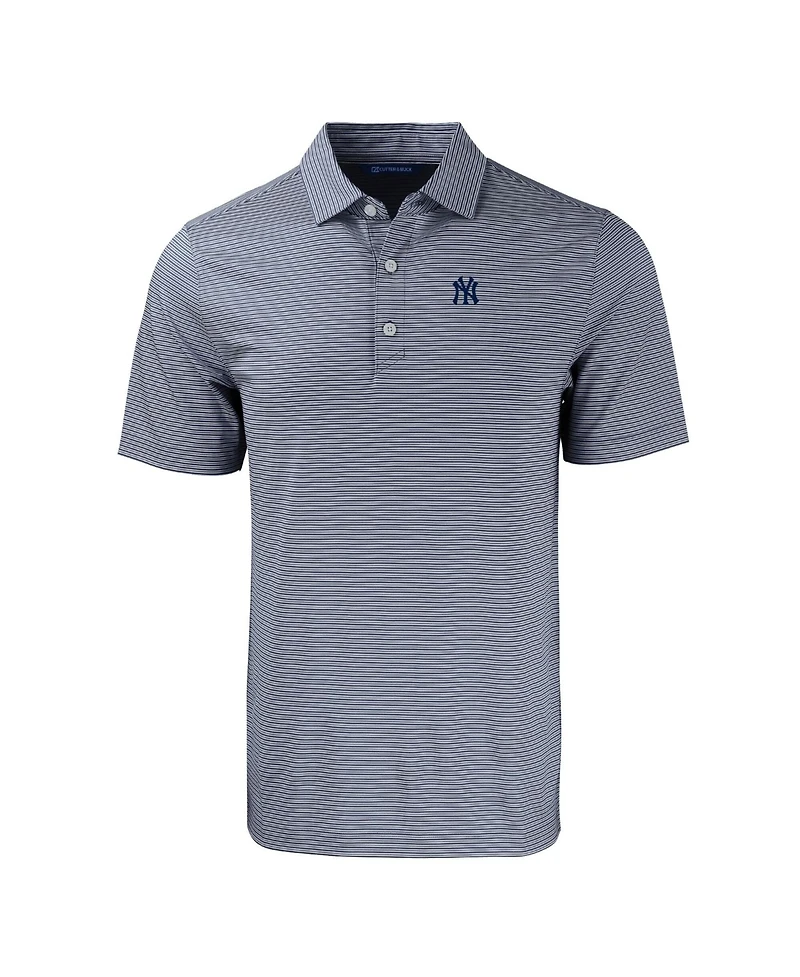 Cutter & Buck Men's Navy/White New York Yankees Forge Eco Double Stripe Stretch Polo Shirt