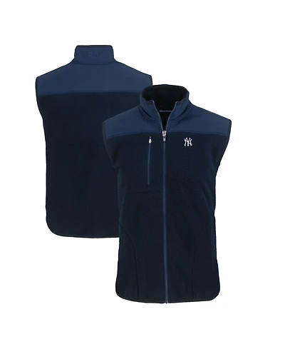 Cutter & Buck Men's Navy New York Yankees Big Tall Cascade Eco Sherpa Fleece Full-Zip Vest