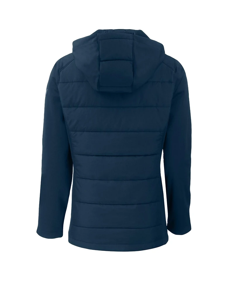 Cutter & Buck Women's Navy Los Angeles Dodgers Evoke Hybrid Eco Softshell Full-Zip Hoodie Jacket
