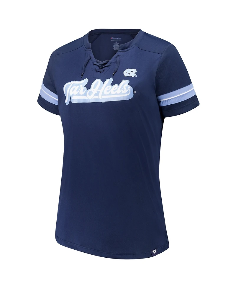 Fanatics Women's Navy North Carolina Tar Heels Plus Overtime Readiness Lace-Up T-Shirt