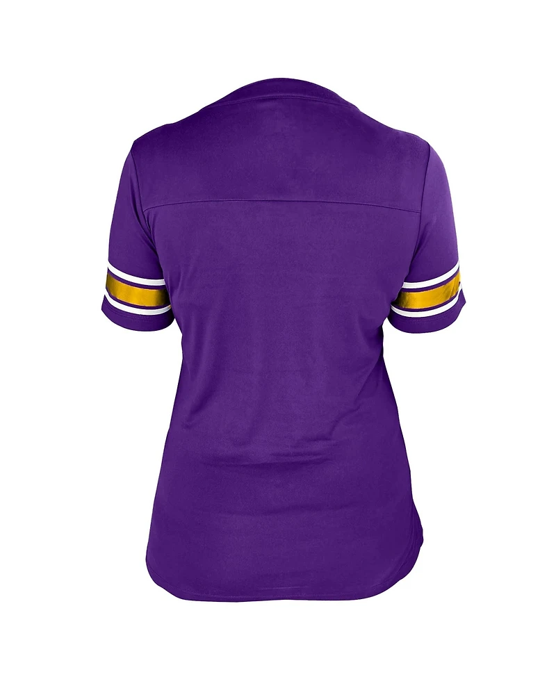Fanatics Women's Purple Lsu Tigers Plus Mesh Overlay Lace-Up Jersey T-Shirt