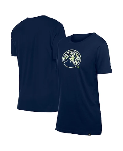 New Era Women's Navy Minnesota Timberwolves Glam Game Flower T-Shirt