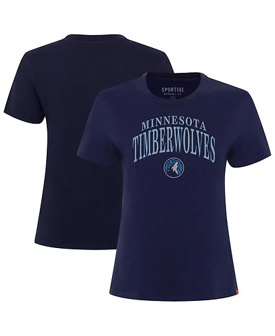 Sportiqe Women's Navy Minnesota Timberwolves Arcadia Boxy T-Shirt