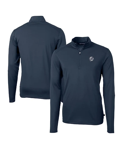 Cutter & Buck Men's Navy New York Yankees Big & Tall Virtue Eco Pique Quarter-Zip Jacket