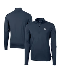 Cutter & Buck Men's Navy New York Yankees Big & Tall Virtue Eco Pique Quarter-Zip Jacket