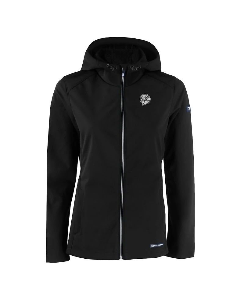 Cutter & Buck Women's Black New York Yankees Evoke Eco Softshell Full-Zip Hoodie Jacket