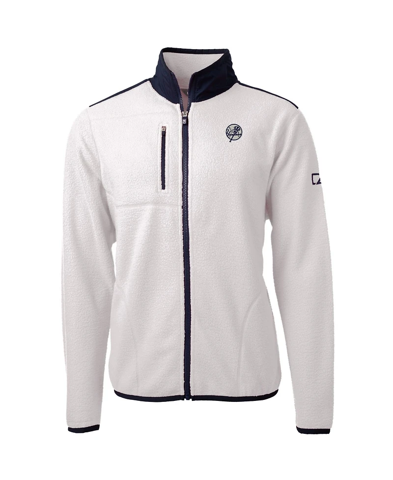 Cutter & Buck Men's White New York Yankees Cascade Eco Sherpa Fleece Full-Zip Jacket