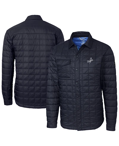 Cutter & Buck Men's Navy Los Angeles Dodgers Rainier PrimaLoft Eco Insulated Quilted Full-Zip Shirt Jacket