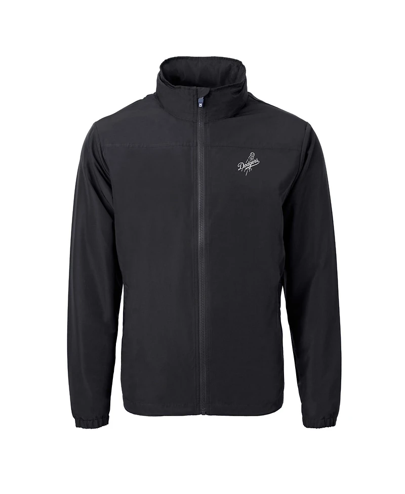 Cutter & Buck Men's Black Los Angeles Dodgers Charter Eco Full-Zip Hoodie Jacket