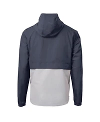 Cutter & Buck Men's Navy/Gray Los Angeles Dodgers Charter Eco Anorak Half-Zip Hoodie Jacket