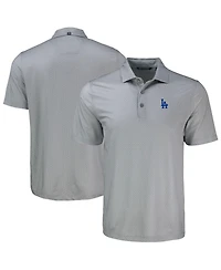 Cutter & Buck Men's Gray Los Angeles Dodgers Pike Eco Shadow Check Print Polo Shirt