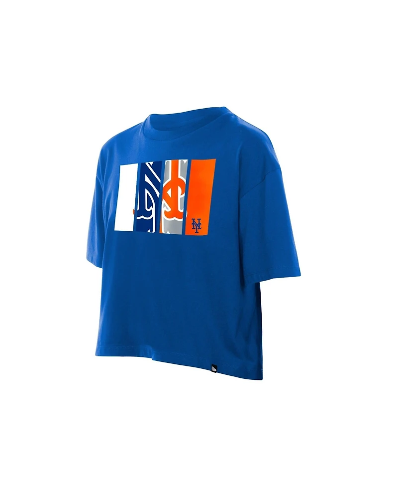 New Era Women's Royal York Mets Boxy Foil Logo T-Shirt
