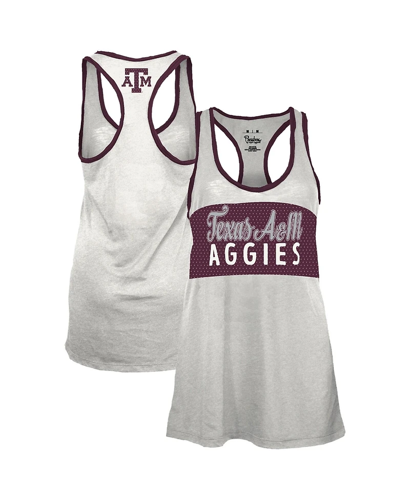 Pressbox Women's White/Maroon Texas A & M Aggies Tracy Racerback Burnout Tank Top