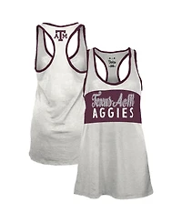 Pressbox Women's White/Maroon Texas A & M Aggies Tracy Racerback Burnout Tank Top
