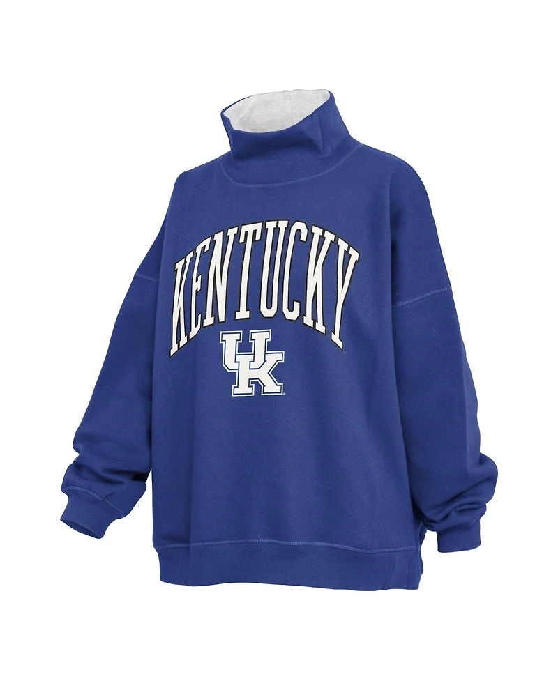 Pressbox Women's Royal Kentucky Wildcats Oversized Mock Neck Sweatshirt