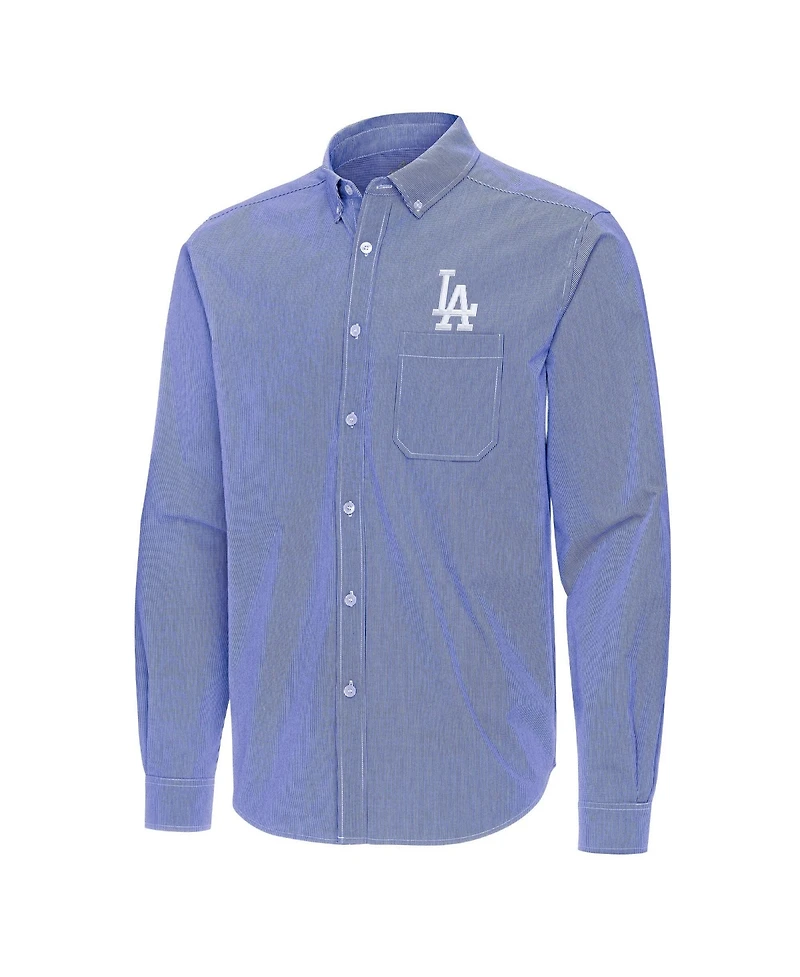 Antigua Men's Royal Los Angeles Dodgers Porter Woven Long Sleeve Button-Down Shirt
